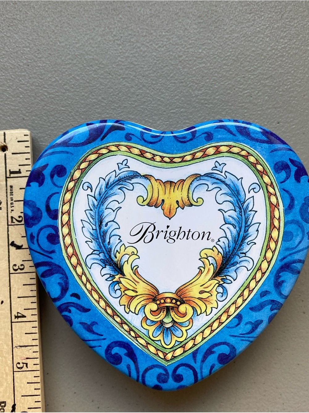 Brighton Blue Heart Trinket Box with Gold Accents